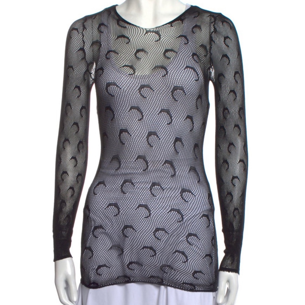 Marine Serre fishnet half moon top